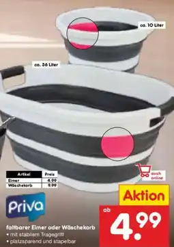 Netto Marken-Discount Priva faltbarer Eimer oder Wäschekorb Angebot