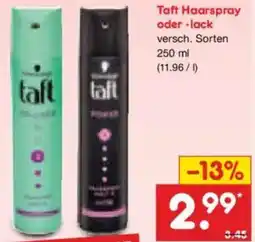 Netto Marken-Discount Taft Haarspray oder -lack Angebot