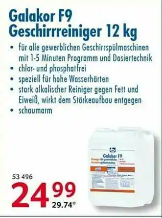 Selgros Galakor F9 Geshirreiniger 12 Kg Angebot