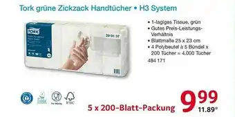 Selgros Tork Grüne Zickzack Handtücher H3 System Angebot