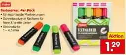 Netto Marken-Discount maker Textmarker, 4er Pack Angebot