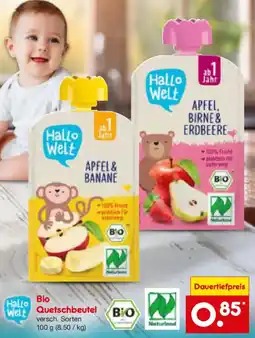 Netto Marken-Discount Hallo Welt Bio Quetschbeutel Angebot
