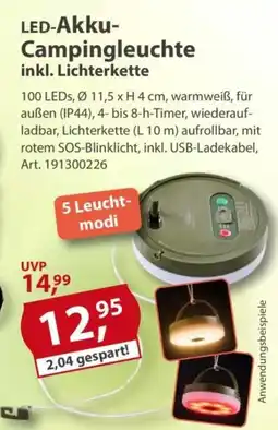 Sonderpreis Baumarkt LED-Akku- Campingleuchte inkl. Lichterkette Angebot