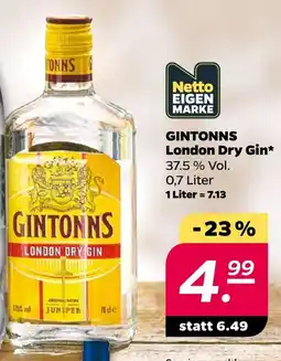 Netto GINTONNS London Dry Gin Angebot