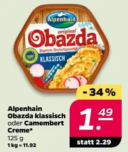 Netto Alpenhain Obazda klassisch oder Camembert Creme Angebot