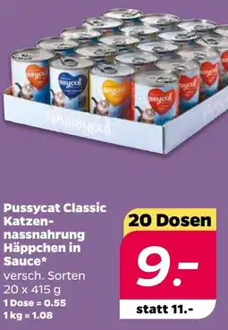 Netto Pussycat Classic Katzennassnahrung Häppchen in Sauce Angebot