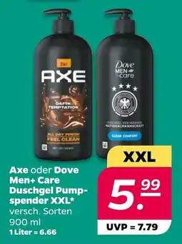 Netto Axe oder Dove Men+ Care Duschgel Pumpspender XXL Angebot