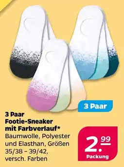 Netto 3 Paar Footie-Sneaker mit Farbverlauf Angebot