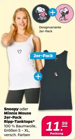 Netto Snoopy oder Minnie Mouse 2er-Pack Ripp-Tanktops Angebot