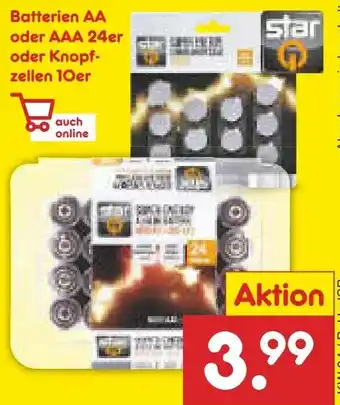 Netto Marken-Discount Batterien AA oder AAA 24er oder Knopfzellen 10er Angebot