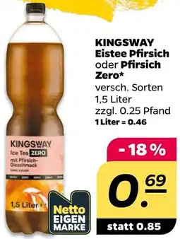 Netto KINGSWAY Eistee Pfirsich oder Pfirsich Zero Angebot