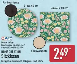 Aldi Nord HOME CREATION Sitzkissen Angebot