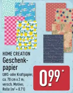 Aldi Nord HOME CREATION Geschenkpapier Angebot