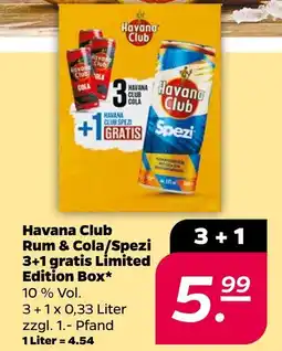 Netto Havana club rum & cola/spezi 3+1 gratis limited edition box Angebot
