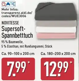 Aldi Nord NOVITESSE Supersoft Spannbetttuch Angebot