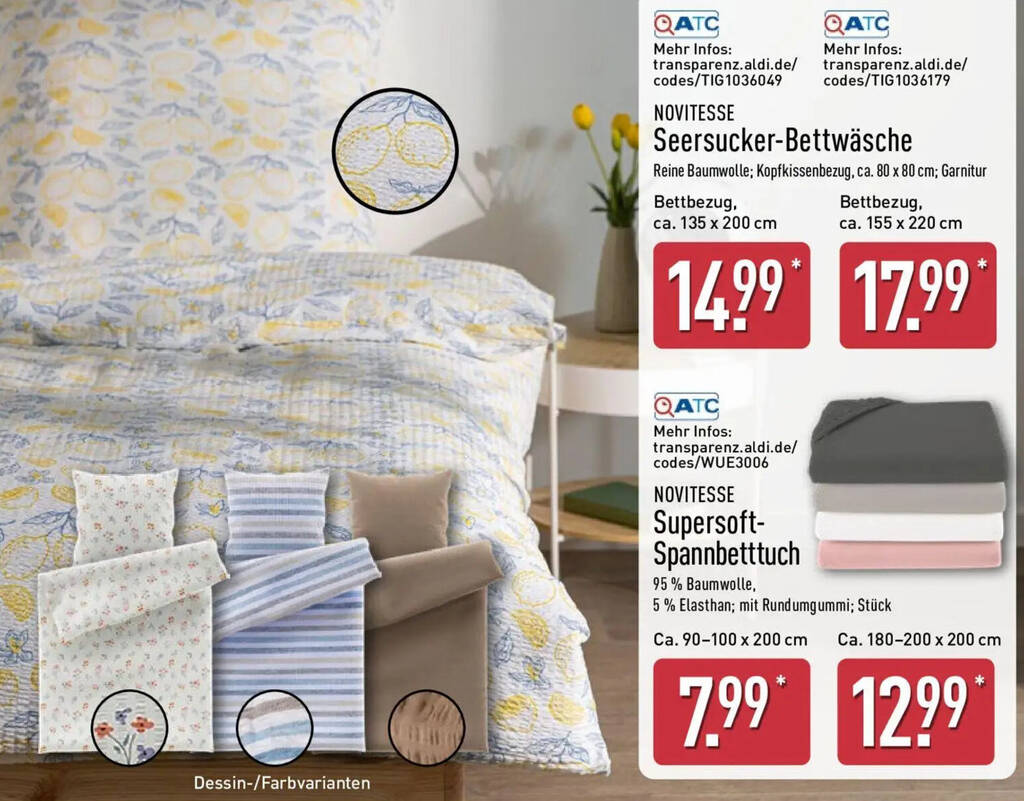NOVITESSE Seersucker-Bettwäsche Angebot bei Aldi Nord