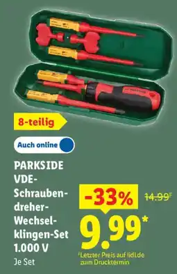 Lidl PARKSIDE VDE- Schraubendreher- Wechselklingen-Set 1.000 V Angebot