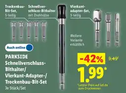 Lidl PARKSIDE Schnellverschluss- Bithalter/ Vierkant-Adapter-/ Trockenbau-Bit-Set Angebot