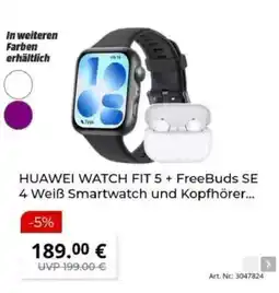 MediaMarkt HUAWEI WATCH FIT 5 + FreeBuds SE 4 Weiß Smartwatch und Kopfhörer Angebot