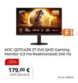 MediaMarkt AOC Q27G4ZR 27 Zoll QHD Gaming Monitor Angebot