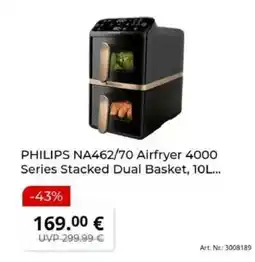 MediaMarkt PHILIPS NA462/70 Airfryer 4000 Series Stacked Dual Basket, 10L Angebot