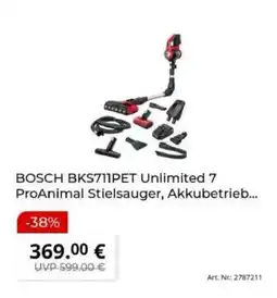 MediaMarkt BOSCH BKS711PET Unlimited 7 ProAnimal Stielsauger, Akkubetrieb Angebot