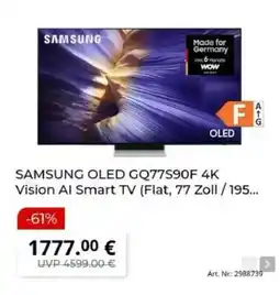 MediaMarkt SAMSUNG OLED GQ77S90F 4K Angebot