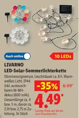 Lidl LIVARNO LED-Solar-Sommerlichterkette Angebot
