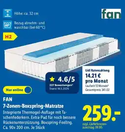 Lidl FAN 7-Zonen-Boxspring-Matratze Angebot