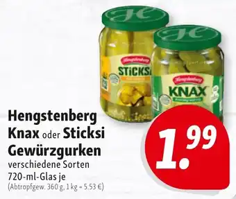 Nah & Frisch Hengstenberg Knax oder Sticksi Gewürzgurken Angebot