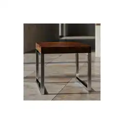 Netto Marken-Discount Beistelltisch Massivholz Metallgestell Landhausstil GUNA, Dunkelbraun 45x45x40 cm Angebot
