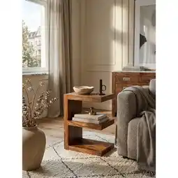 Netto Marken-Discount Beistelltisch Massivholz E Cube Landhausstil Design MUMBAI, Dunkelbraun 30x45x60 cm Angebot