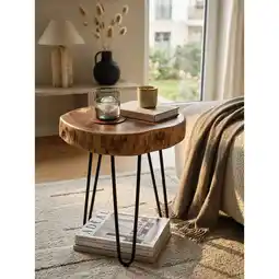 Netto Marken-Discount Beistelltisch Massivholz Quadratisch Baumkante BAGLI, Akazie 35x35x45 cm Angebot