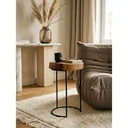 Netto Marken-Discount Beistelltisch Massivholz Metallbeine Baumstammform Landhausstil AKOLA, Akazie 28x28x45 cm Angebot