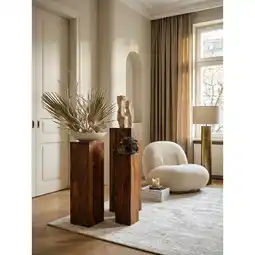 Netto Marken-Discount Beistelltisch 3er Set Massivholz Quadratisch Modern Säulenform, Dunkelbraun 24x24x85 cm Angebot