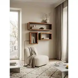 Netto Marken-Discount Wandregal Set BOHA Massivholz Viereckig Landhausstil, Dunkelbraun 80x15x20 cm Angebot