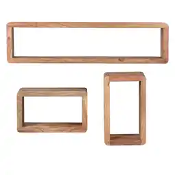 Netto Marken-Discount Wandregal Set BOHA Massivholz Viereckig Landhausstil, Akazie 80x15x20 cm Angebot
