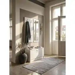 Netto Marken-Discount Wandgarderobe mit Spiegel und Schuhschrank SALERNO, Weiß 80x27x180 cm Angebot
