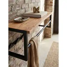 Netto Marken-Discount Wandgarderobe Akazie Massivholz Metall Modern 80x22x33 cm mit Ablage und Kleiderstange Angebot