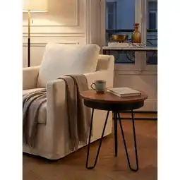 Netto Marken-Discount Beistelltisch – Massivholz, Metallbeine, 43x45x43 cm, Industrial Angebot