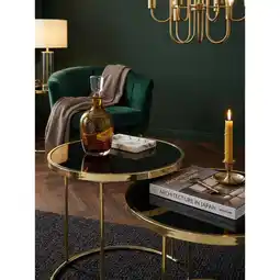 Netto Marken-Discount Beistelltisch Set – Metall schwarz-gold, Glas, rund, 2-teilig Angebot