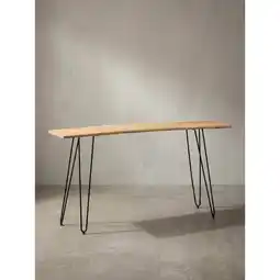 Netto Marken-Discount Schreibtisch – Massivholz/Metall, 150x36x75 cm, Baumkante, Haarnadelbeine Angebot