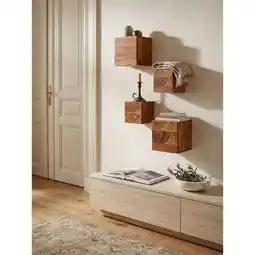 Netto Marken-Discount Wandregal Massivholz Landhausstil 4er Set 25 cm und 20 cm Angebot