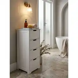 Netto Marken-Discount Badschrank Weiß 30x83x30cm im Landhausstil aus MDF mit 4 Schubladen PATTI Angebot
