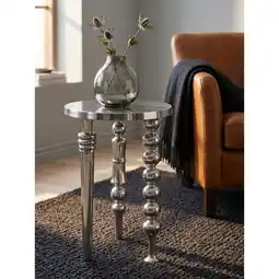 Netto Marken-Discount Beistelltisch – Aluminium Silber 44x44x63 cm Dreibein Design Angebot