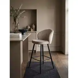 Netto Marken-Discount Barhocker Samt Lehne Skandi-Stil Stoff Metall Gepolstert, Beige 53x56x103 cm Angebot