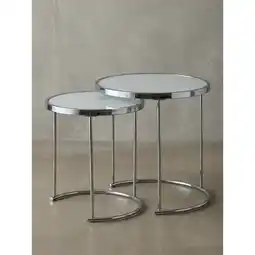 Netto Marken-Discount Beistelltisch Set – Rund Weiß Silber Glasplatte 2-teilig Ø50x42 cm Angebot