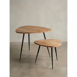 Netto Marken-Discount Beistelltisch Set – 2-teilig Akazie Massivholz Metallgestell Angebot