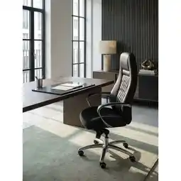 Netto Marken-Discount Bürostuhl Echtleder mit hoher Rückenlehne und Kopfstütze AUSTIN, Schwarz 70x68x130 cm Angebot
