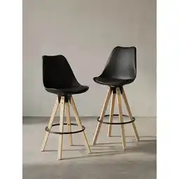 Netto Marken-Discount Barhocker Set – 2 Stück, LIMA, Schwarz, Kunstleder und Holz, mit Lehne, Sitzhöhe 77cm, Retro Angebot